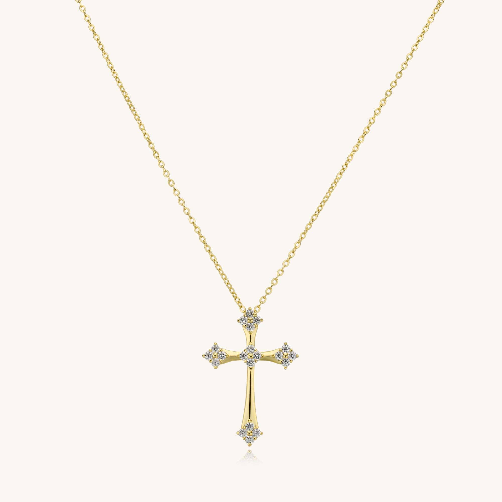 Dazzling Cross Pendant 18K Gold Vermeil Necklace