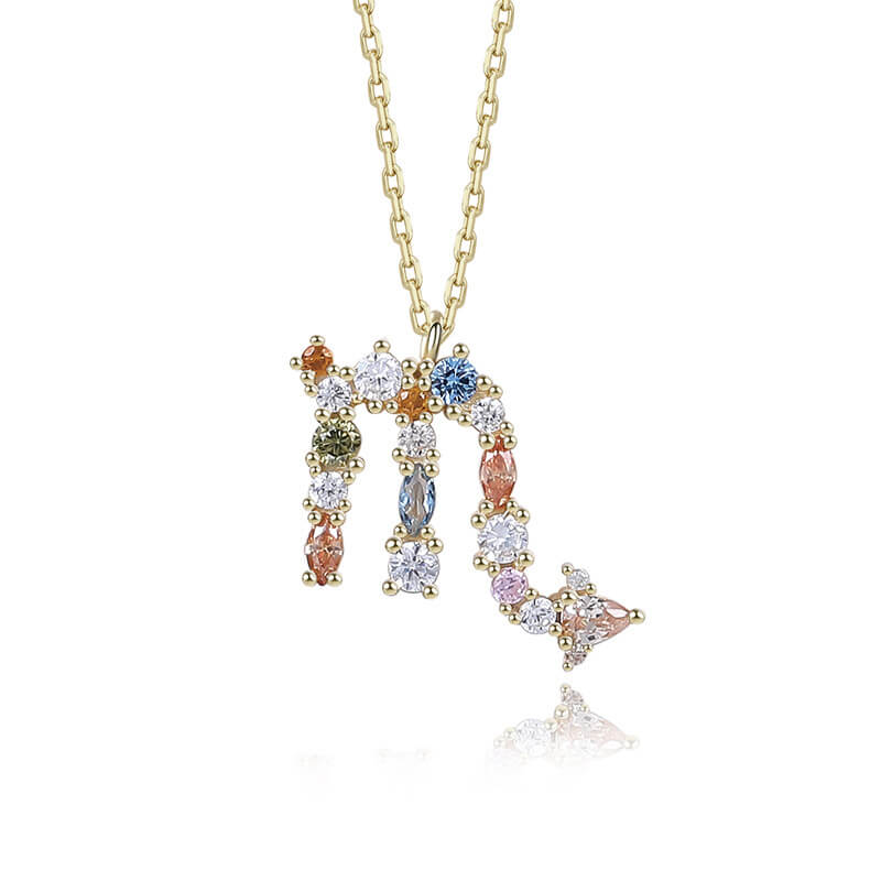 Zodiac Sign Colored Gemstone Necklace