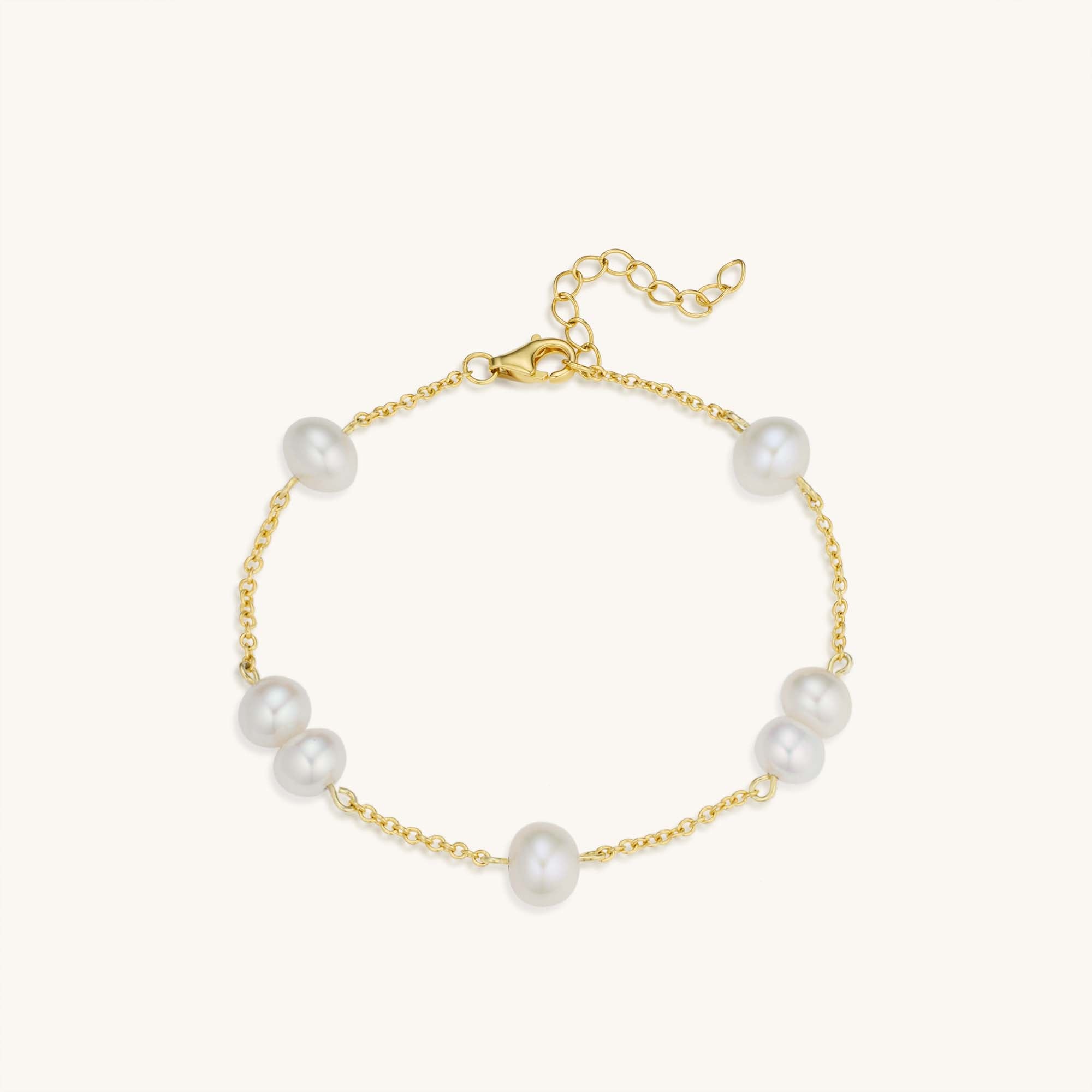 Seven Freshwater Pearls 18K Gold Vermeil Chain Bracelet – Kira LaLa