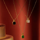 Vintage Square Malachite Necklace