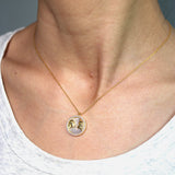 Zodiac Diamond Mother of Pearl Coin Necklace