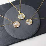 Zodiac Diamond Mother of Pearl Coin Necklace