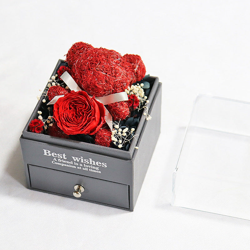 Best Gift-Sincerity Necklace with Rose Bear Box