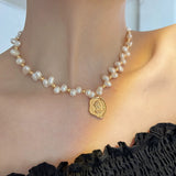 Wax Seal Portrait Natural Baroque Irregular Pearl Necklace