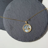 Zodiac Sign Mother of Pearl Coin Necklace