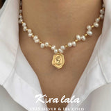 Wax Seal Portrait Natural Baroque Irregular Pearl Necklace