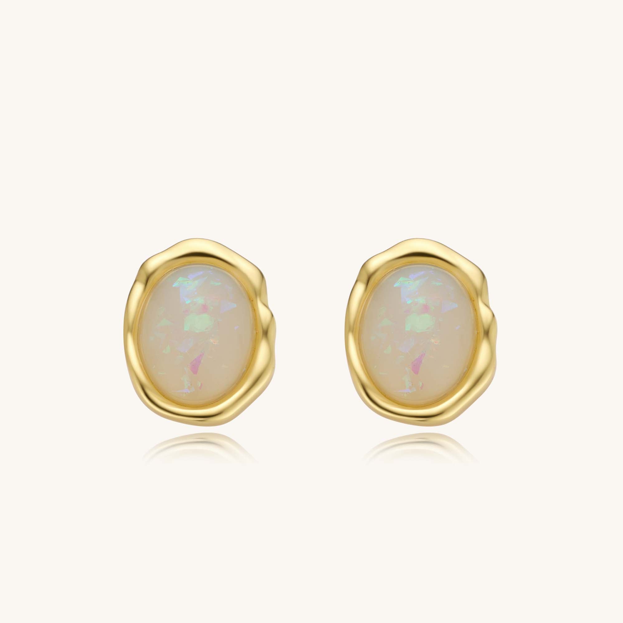 18K Gold Vermeil Colorful Moonstone Stud Earrings - Kira LaLa