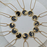 Zodiac Sign Mother of Pearl Coin Necklace