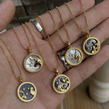 Zodiac Sign Mother of Pearl Coin Necklace