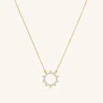 18k Gold Vermeil Diamond Flower Circle Pendant Necklace - Kira LaLa