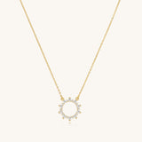 18k Gold Vermeil Diamond Flower Circle Pendant Necklace - Kira LaLa