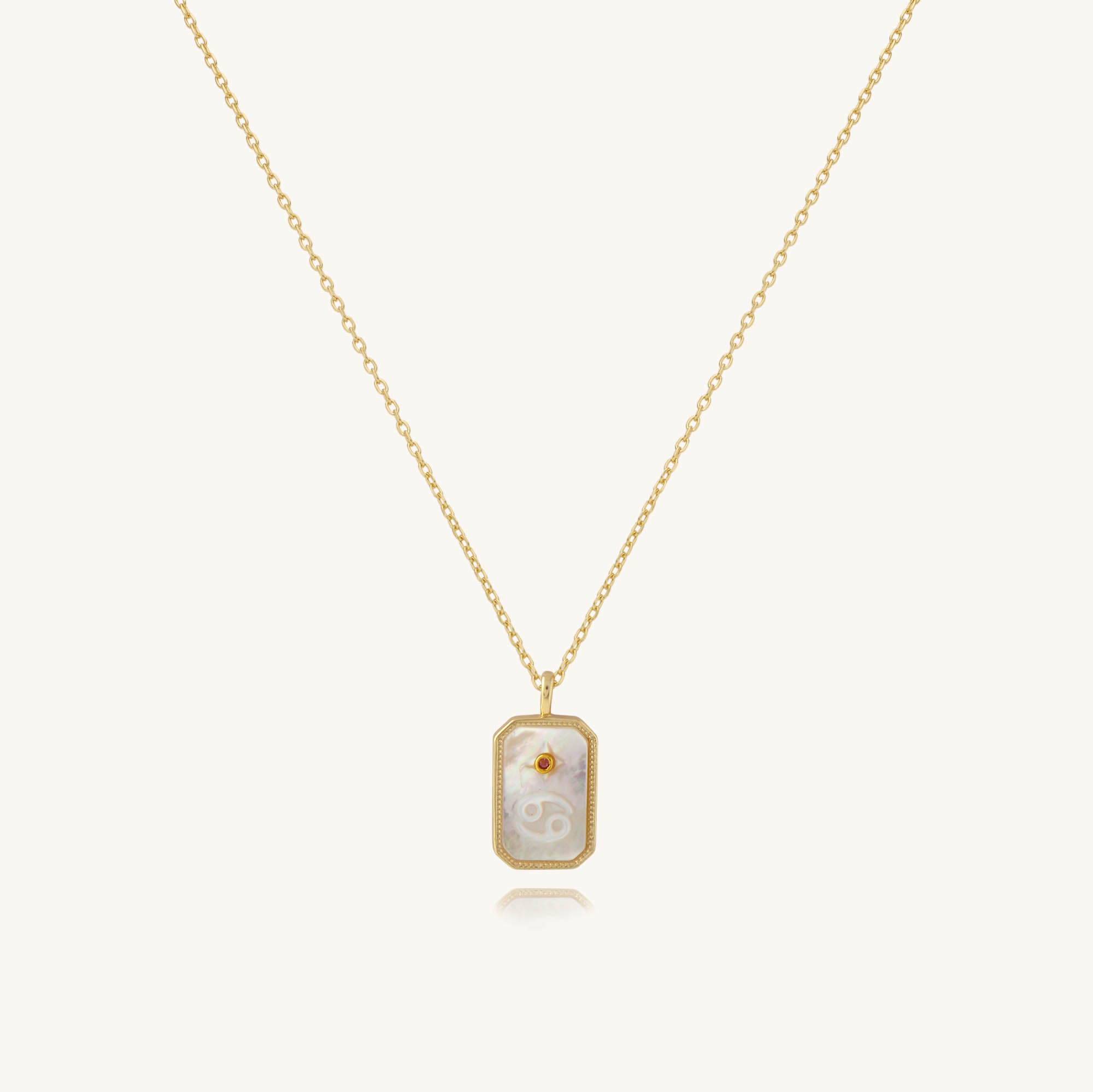 18k Gold Vermeil Gem Birthstone Zodiac Sign Pendant Necklace - Kira LaLa