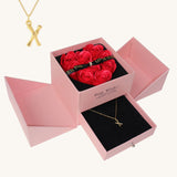 Best Gift-Blessed Letter Necklace with Rose Box