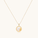 Zodiac Sign Mother of Pearl Coin Necklace