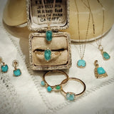 Natural Crystal Square Turquoise Vintage Sterling Silver Jewelry Set