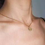 Vintage Zodiac Sign Diamond Coin Necklace