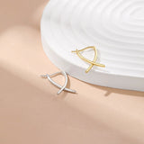 S925 Silver Gold Vermeil Line Cross Simple Earrings