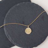 Vintage Zodiac Sign Diamond Coin Necklace