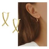 S925 Silver Gold Vermeil Line Cross Simple Earrings