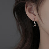 S925 Silver Gold Vermeil Line Cross Simple Earrings