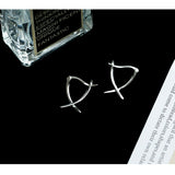 S925 Silver Gold Vermeil Line Cross Simple Earrings