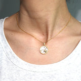 Zodiac Sign Mother of Pearl Coin Necklace