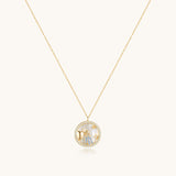 Zodiac Diamond Mother of Pearl Coin Necklace