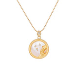 Zodiac Sign Mother of Pearl Coin Necklace