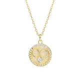 Vintage Zodiac Sign Diamond Coin Necklace