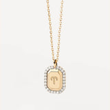 Diamond Zodiac Sign Square Pendant Necklace