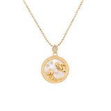 Zodiac Sign Mother of Pearl Coin Necklace