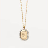 Diamond Zodiac Sign Square Pendant Necklace