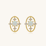 Colorful Moonstone Diamond Oval Cross Stud Earrings – Kira LaLa