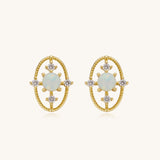 Colorful Moonstone Diamond Oval Cross Stud Earrings – Kira LaLa