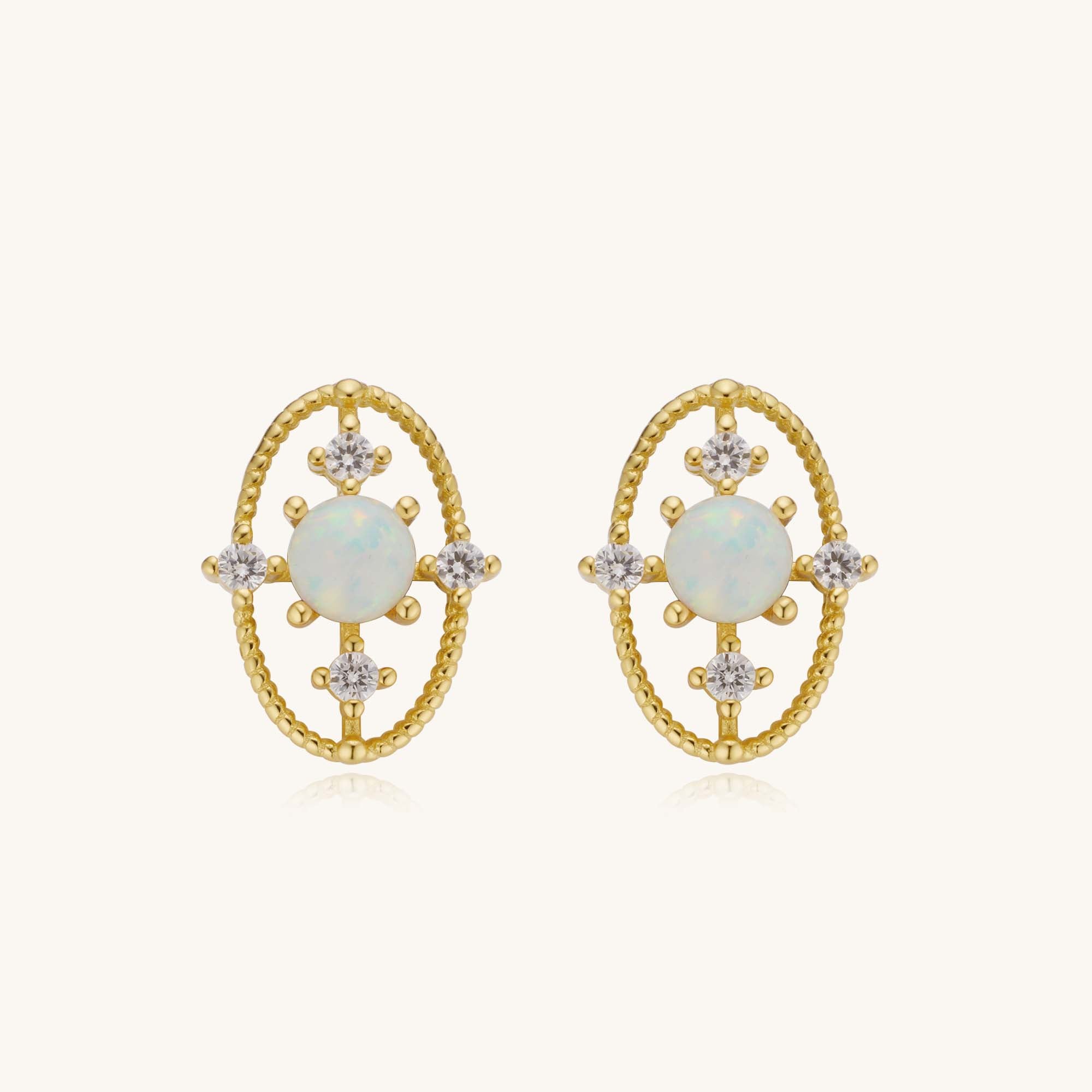 Colorful Moonstone Diamond Oval Cross Stud Earrings – Kira LaLa