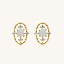 Colorful Moonstone Diamond Oval Cross Stud Earrings – Kira LaLa