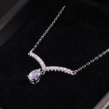 Elegant V-Shape Moonstone Drop Necklace