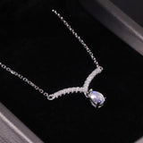 Elegant V-Shape Moonstone Drop Necklace