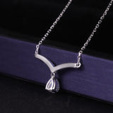 Elegant V-Shape Moonstone Drop Necklace