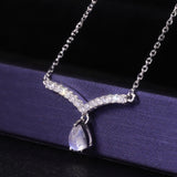 Elegant V-Shape Moonstone Drop Necklace