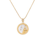 Zodiac Sign Mother of Pearl Coin Necklace