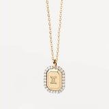 Diamond Zodiac Sign Square Pendant Necklace