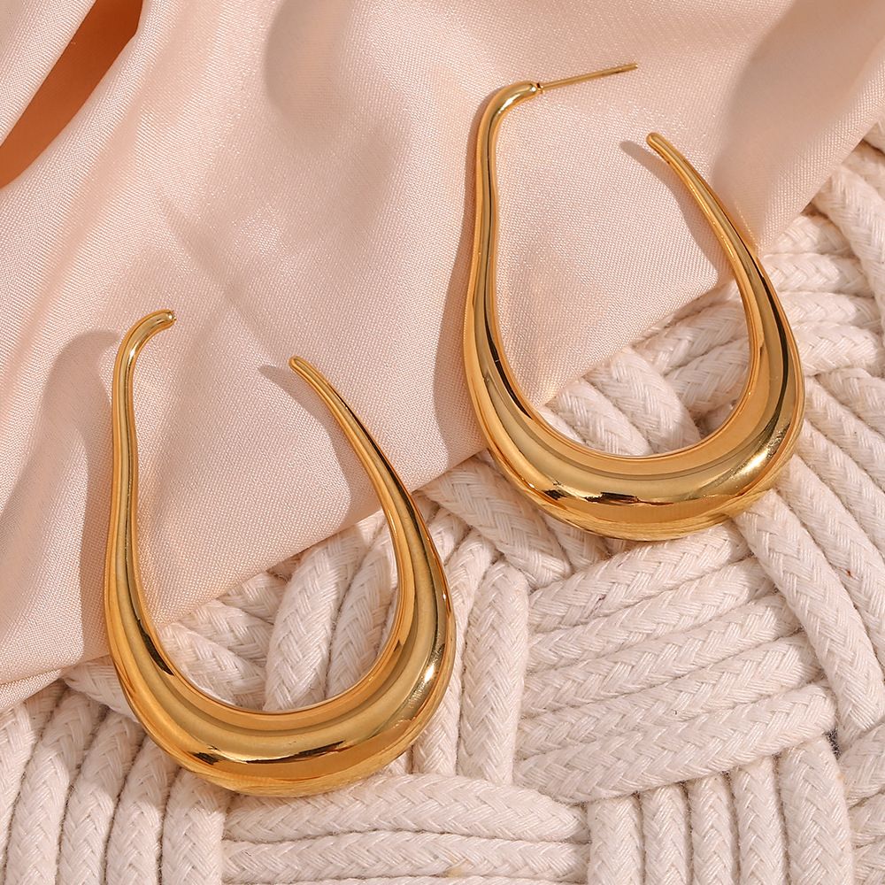 Hollow Curve Large Hook Earrings