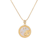 Zodiac Sign Mother of Pearl Coin Necklace