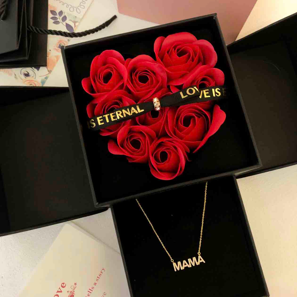 Diamond Mama Initial Necklace Gift for Mom - Kira LaLa