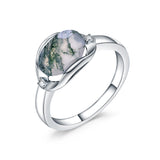 Natural Moss Agate Sterling Silver Ring