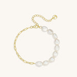 Nine Egg-shaped Baroque Pearls Half Link Chain Bracelet – Kira LaLa