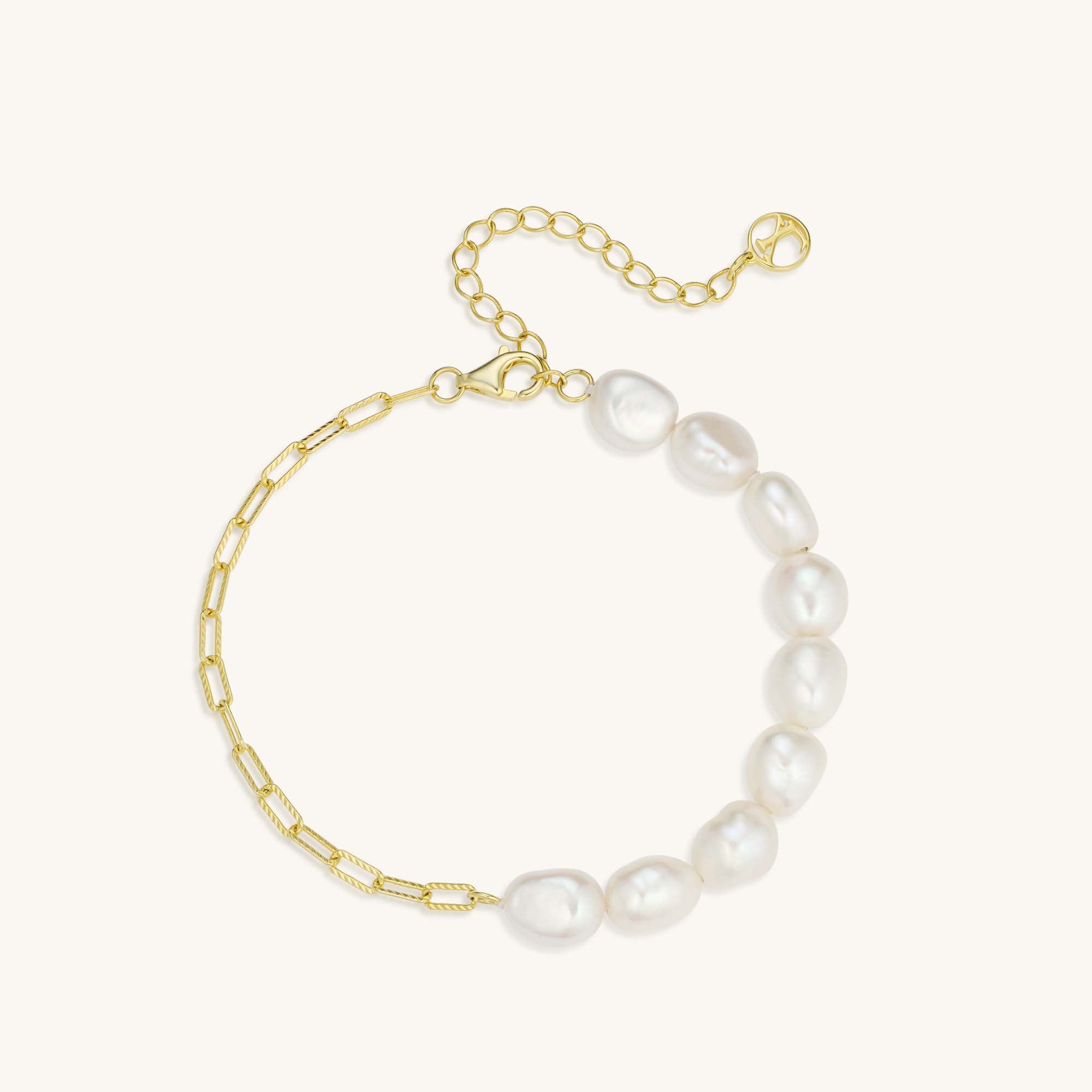 Nine Egg-shaped Baroque Pearls Half Link Chain Bracelet – Kira LaLa