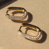 Pave Chain Link Huggie Earrings