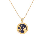 Zodiac Sign Mother of Pearl Coin Necklace